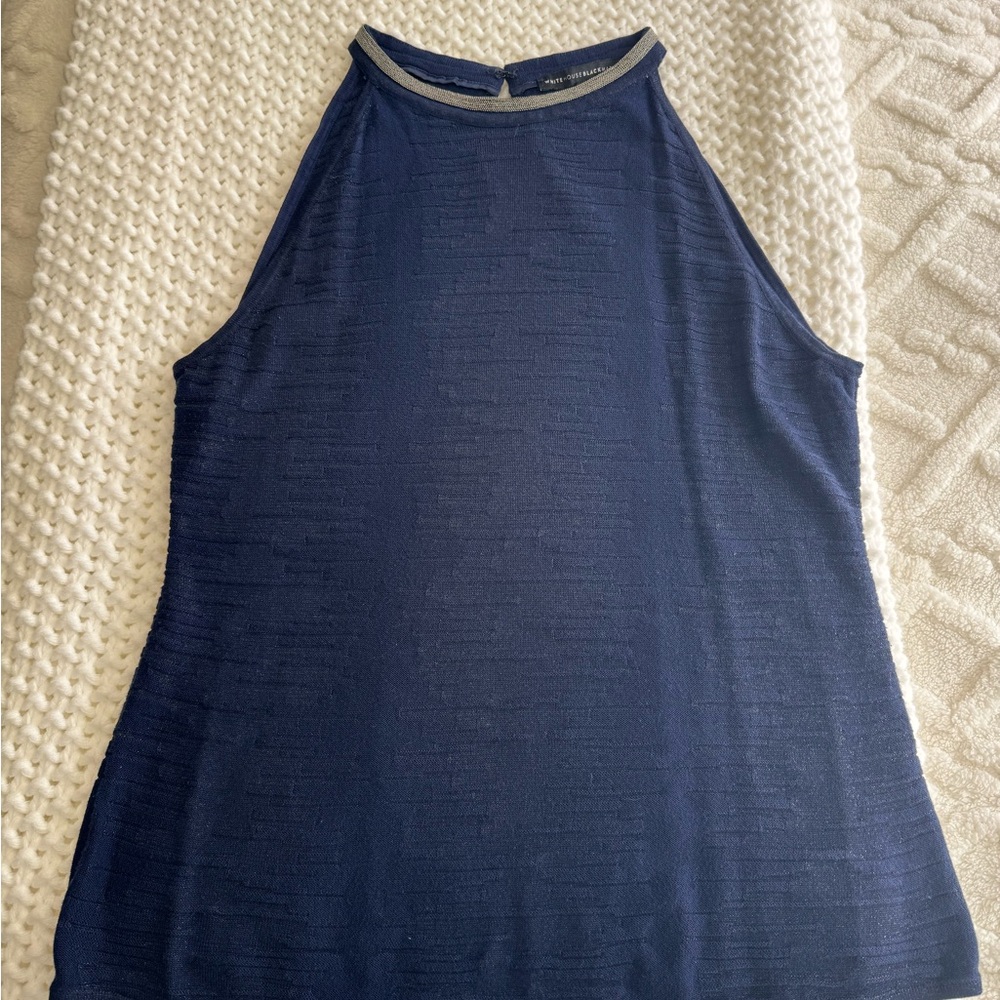 White House Black Market Navy Blue Sleeveless Top